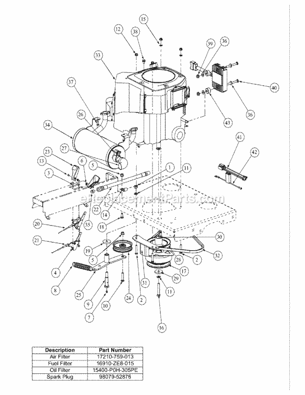 Honda Engine Assembly (Dec. 2003 & Prior) Diagram and Parts List for M54-HN 53BB5ETW750-24-HP Cub Cadet Lawn Tractor